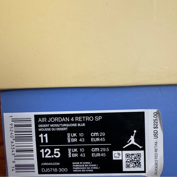 Jordan 4 Retro SP 30th Anniversary Union Desert Moss Size 11 - Picture 10 of 10